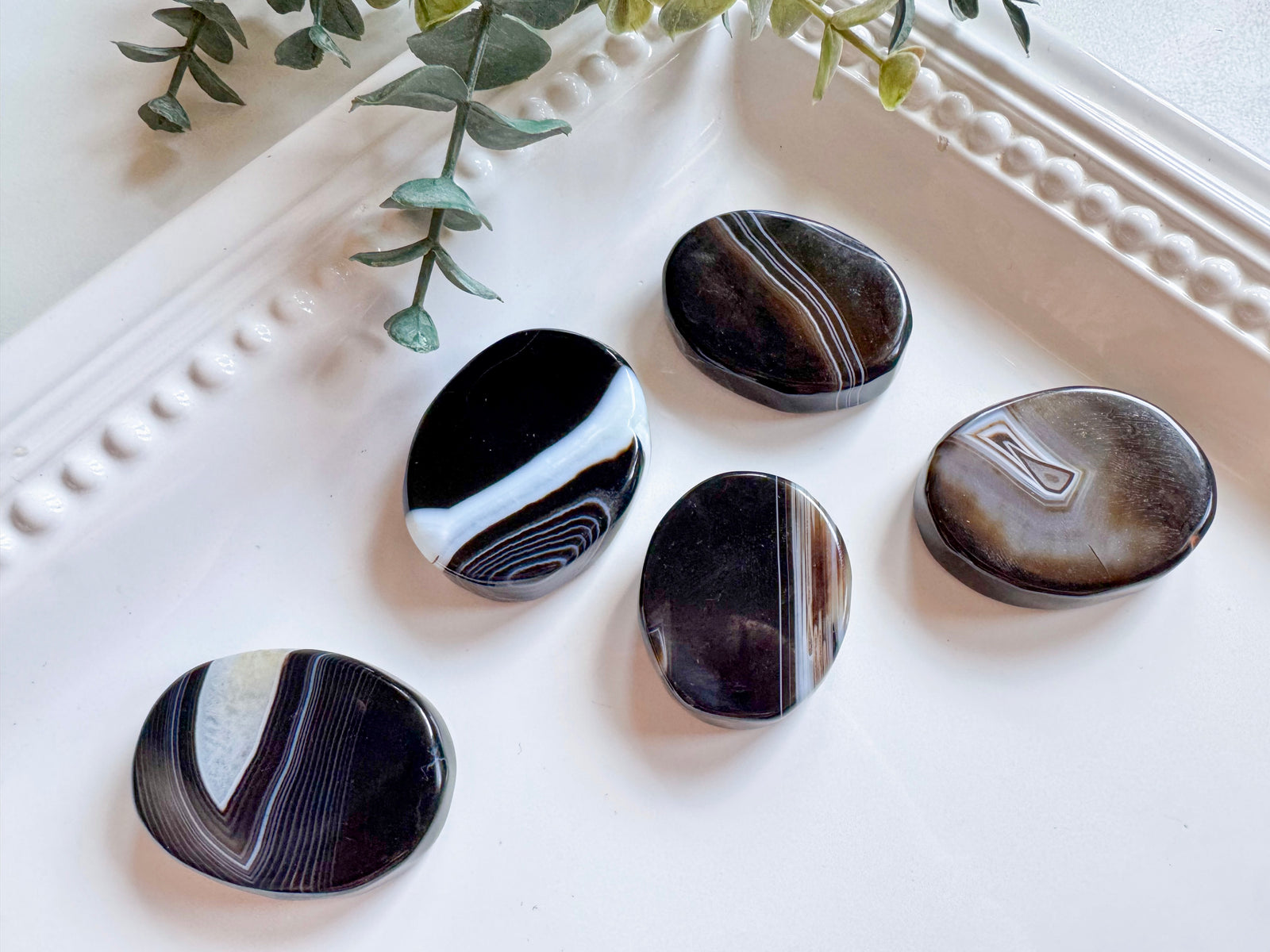 Black Sardonyx Flat Palm Stone
