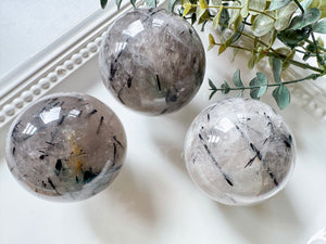 Black Tourmaline in Quartz Sphere || Brazil