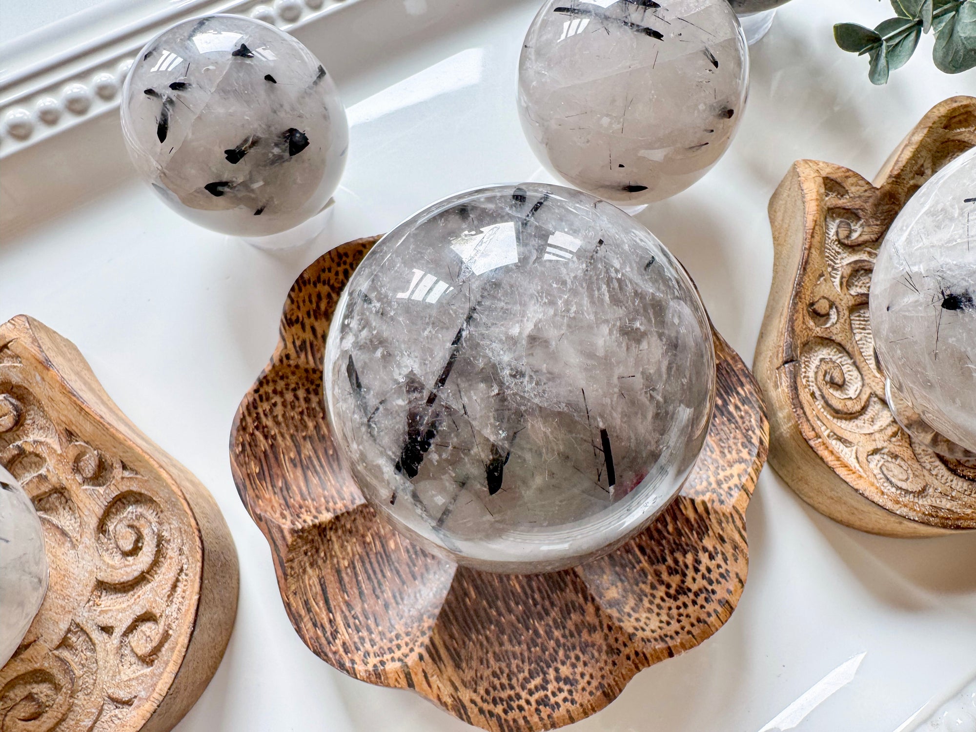 Black Tourmaline in Quartz Sphere || Brazil