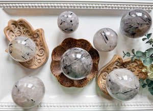 Black Tourmaline in Quartz Sphere || Brazil