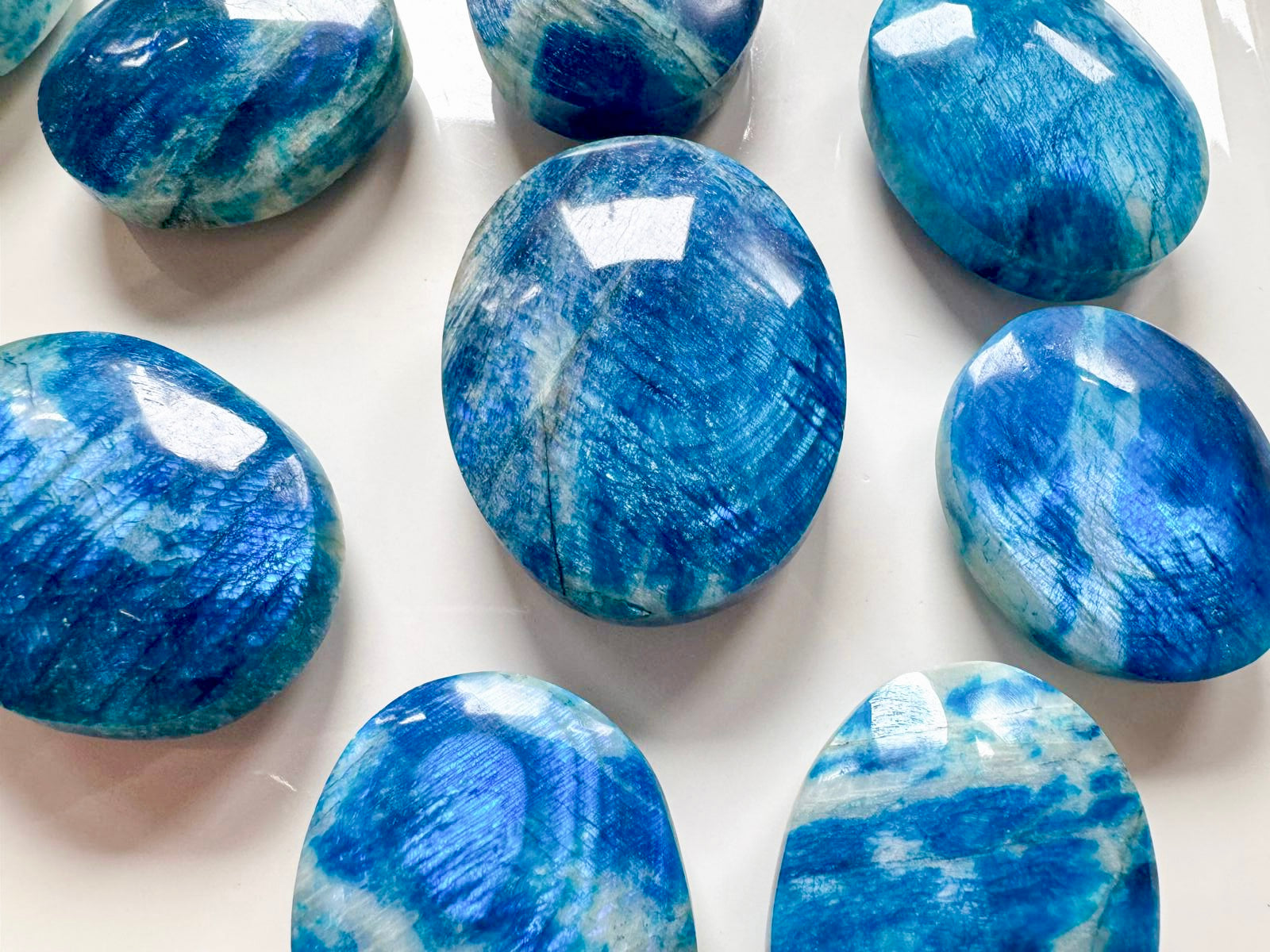 Blue-Colored Moonstone Palm Stone