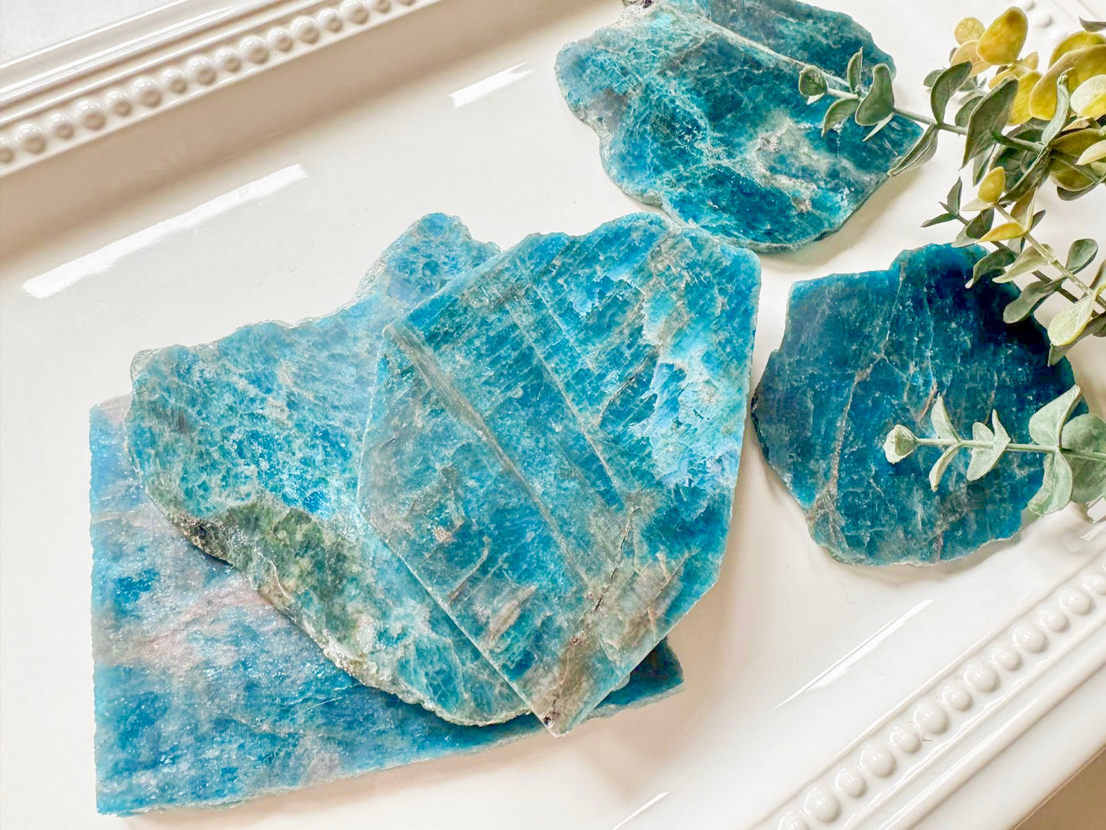 Blue Apatite || Raw & Polished Slab
