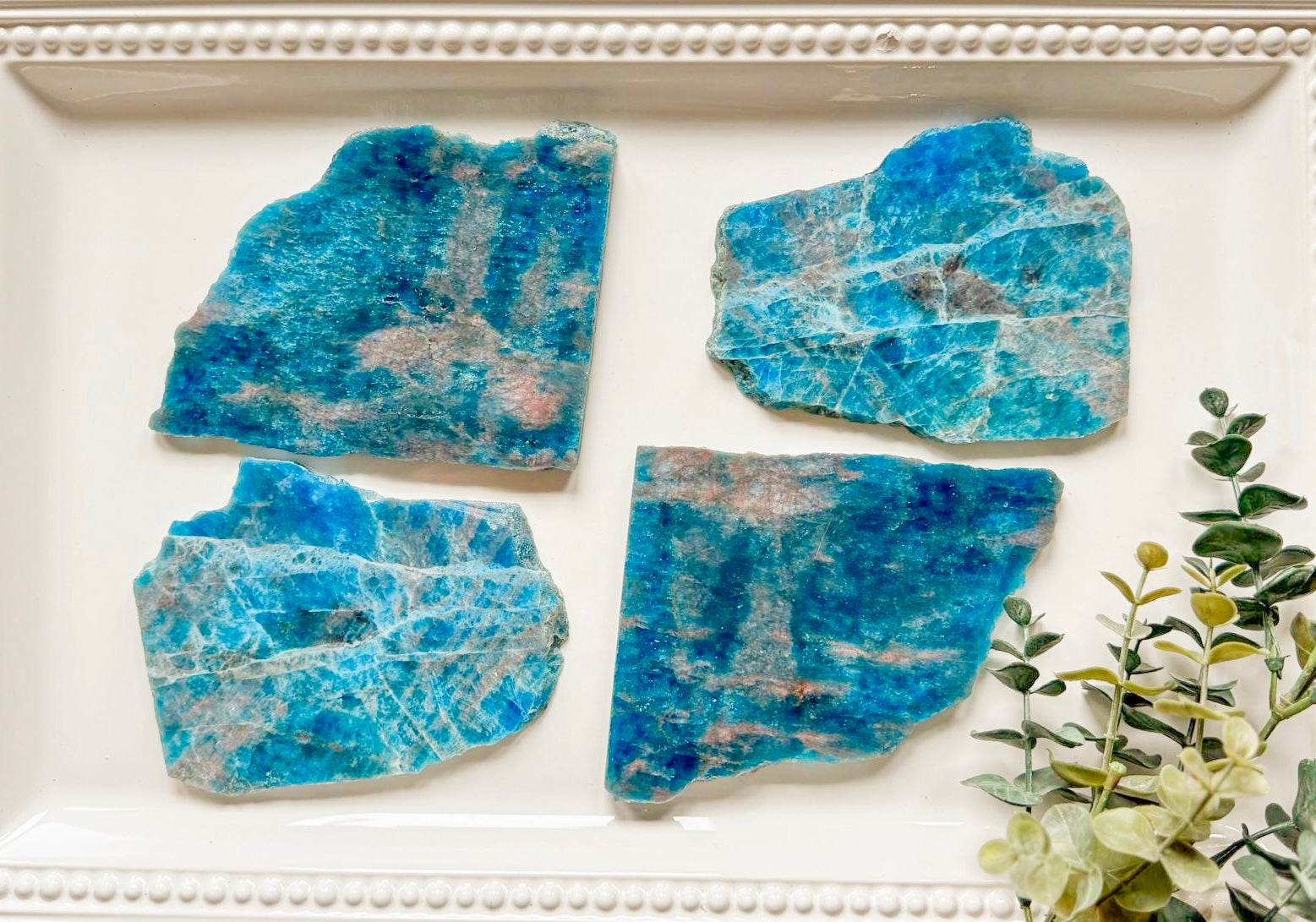 Blue Apatite || Raw & Polished Slab