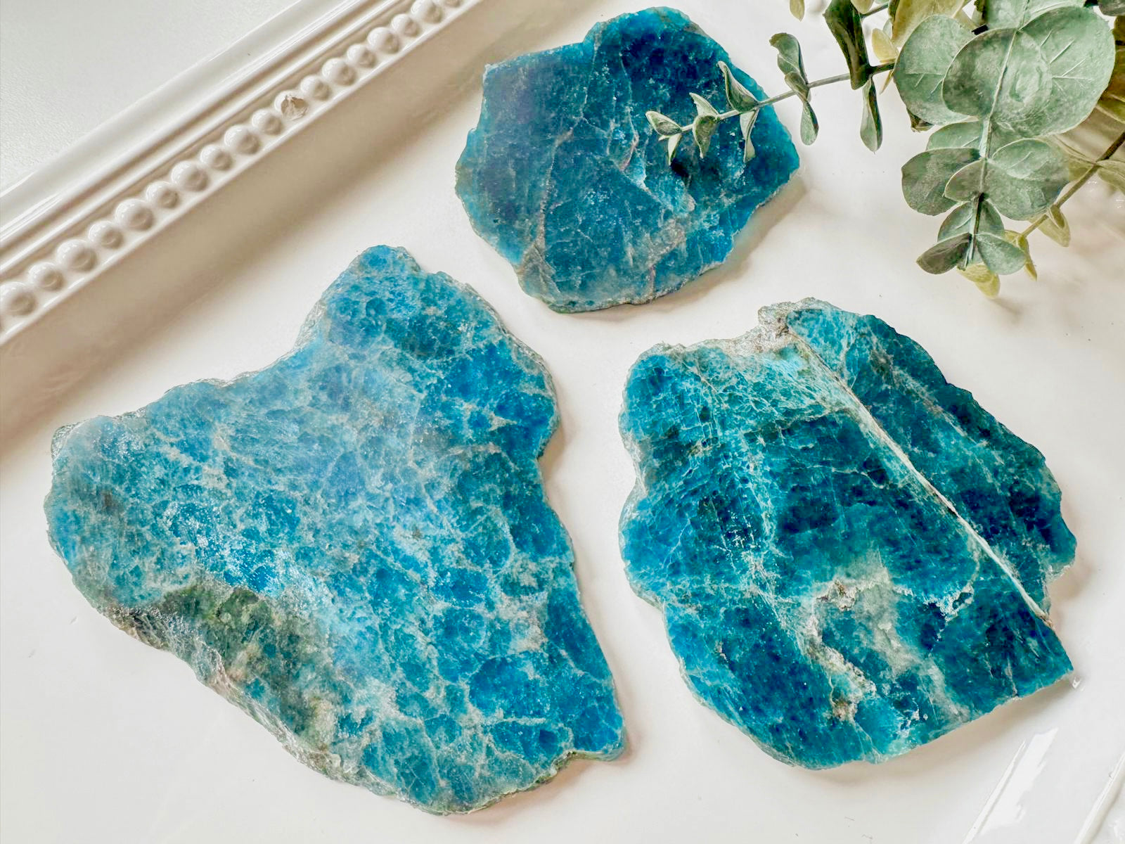 Blue Apatite || Raw & Polished Slab