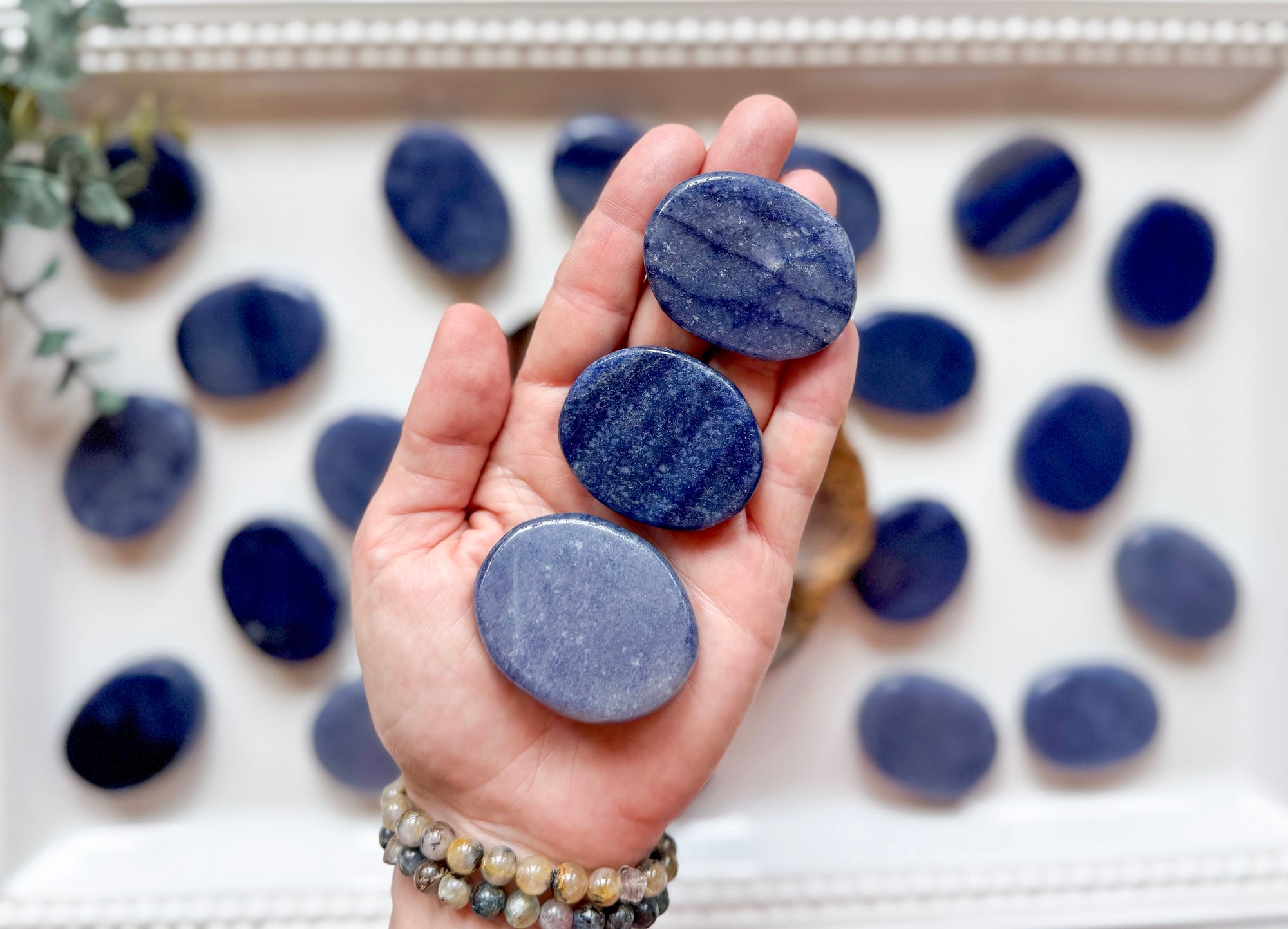 Blue Aventurine Flat Palm Stone
