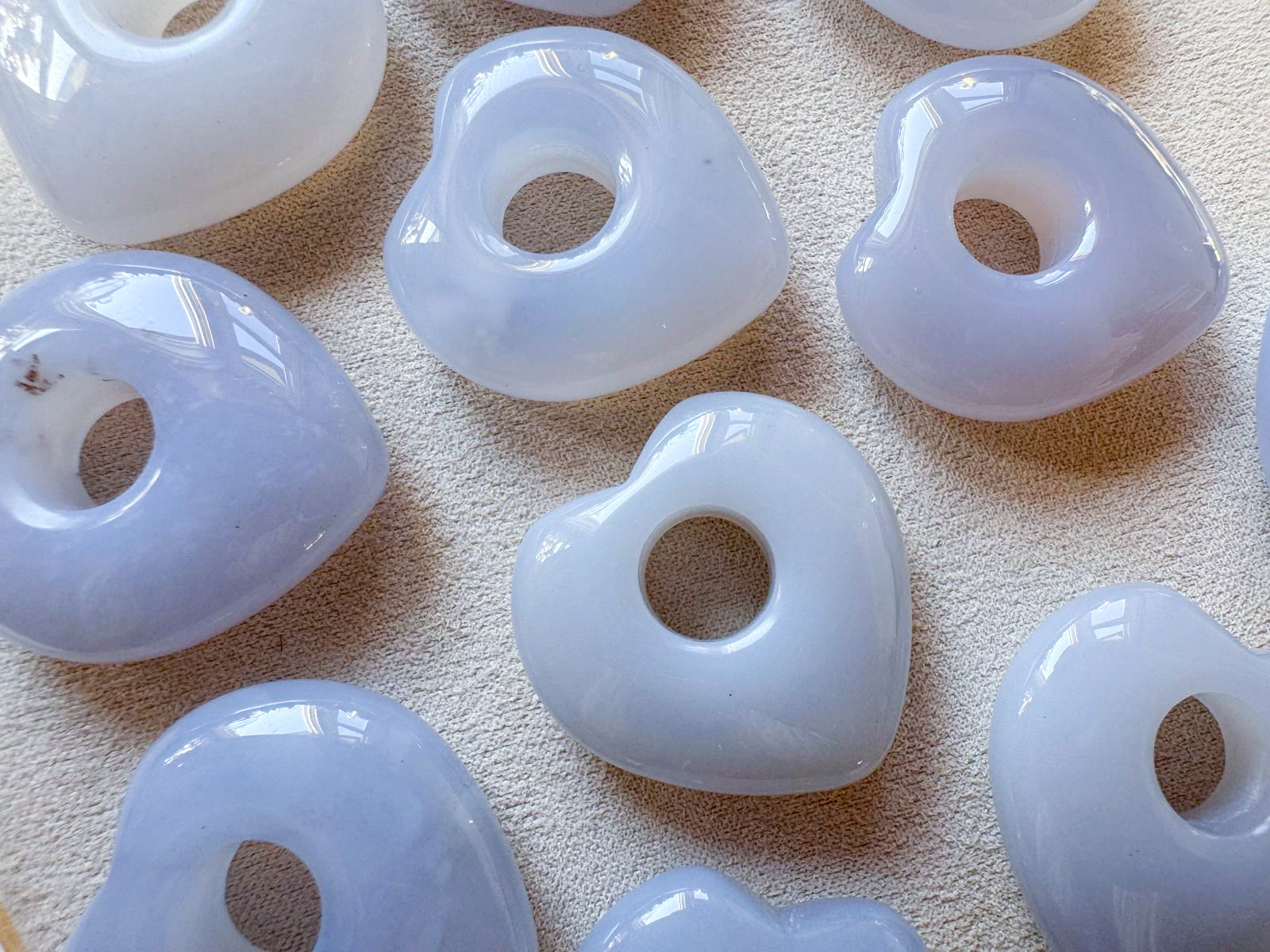 Blue Chalcedony Donut Hearts