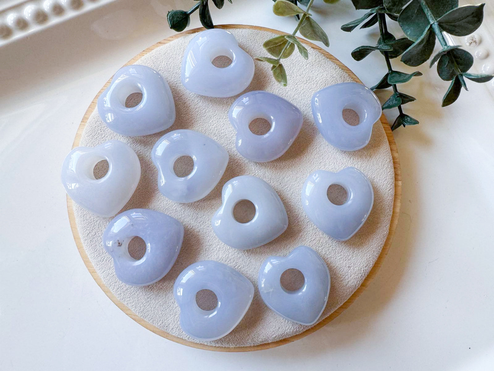 Blue Chalcedony Donut Hearts