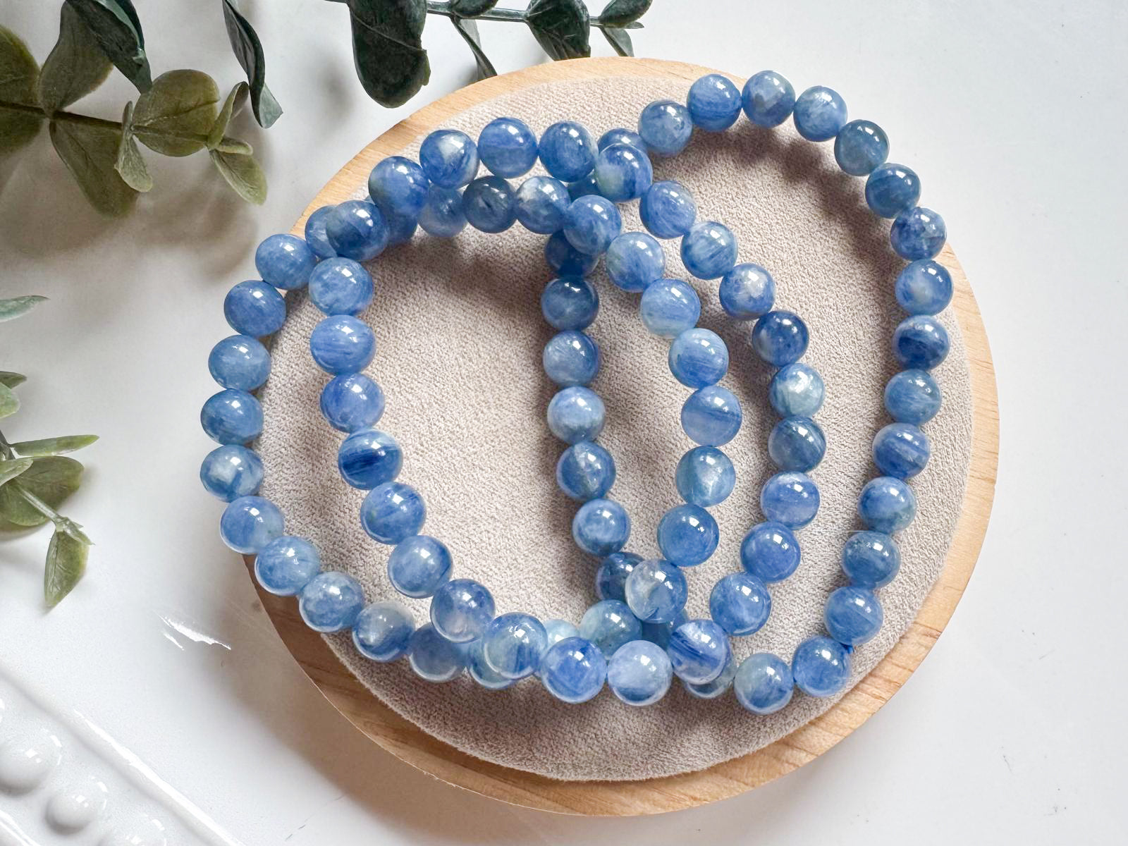 Blue Kyanite 7mm Beaded Bracelet