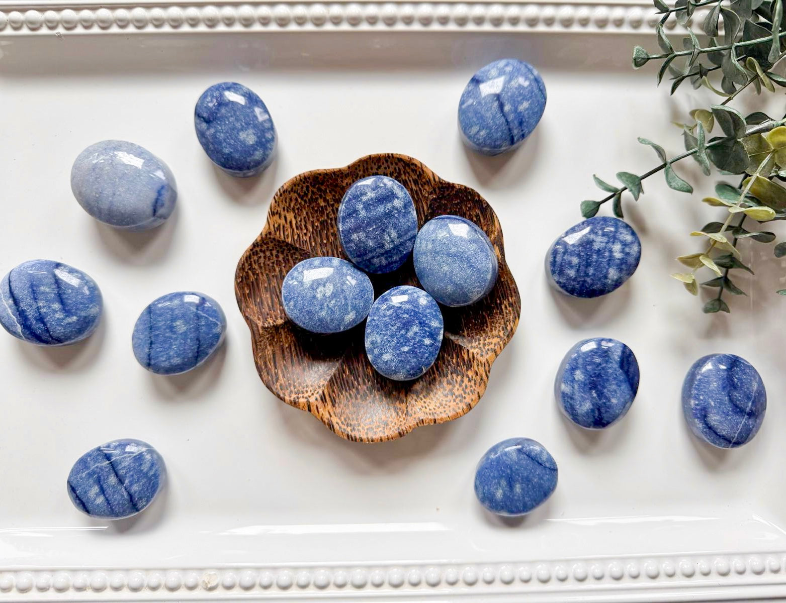 Blue Quartz Palm Stone || Brazil