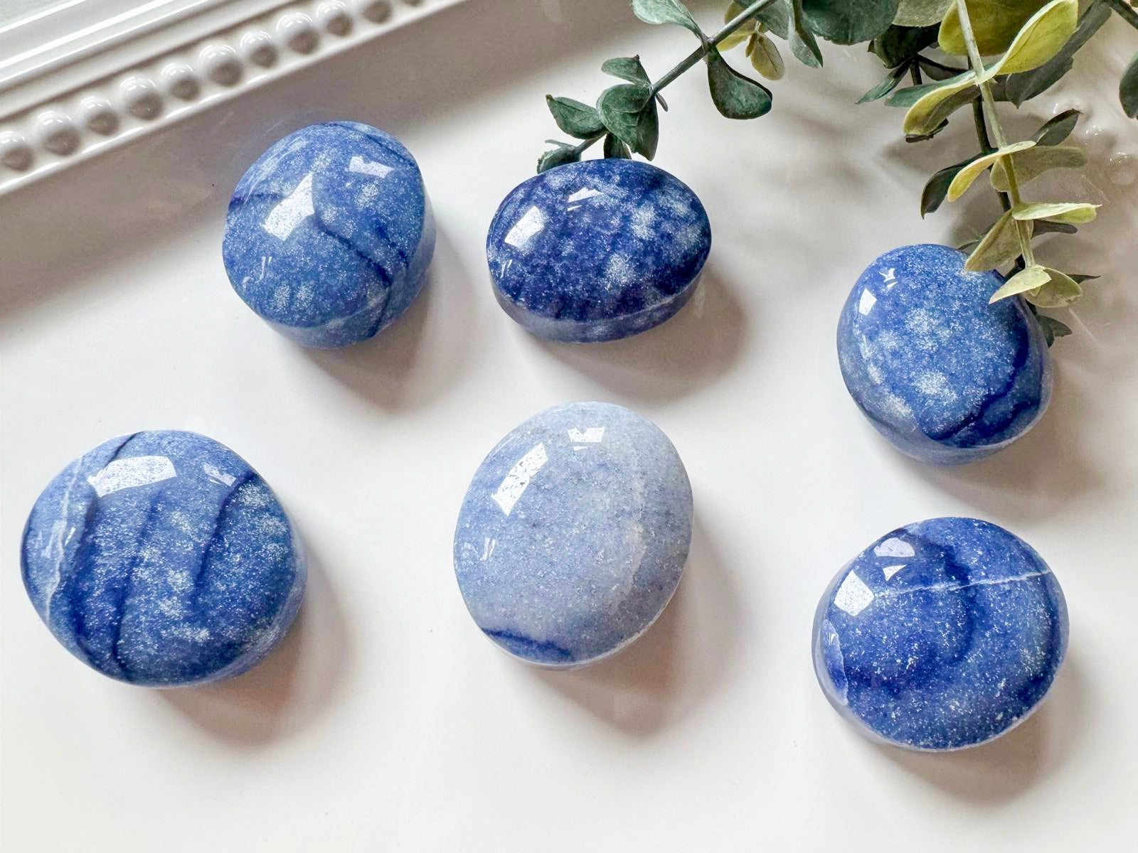 Blue Quartz Palm Stone || Brazil