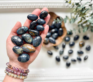 Blue Tiger Eye Round Tumbled Stone