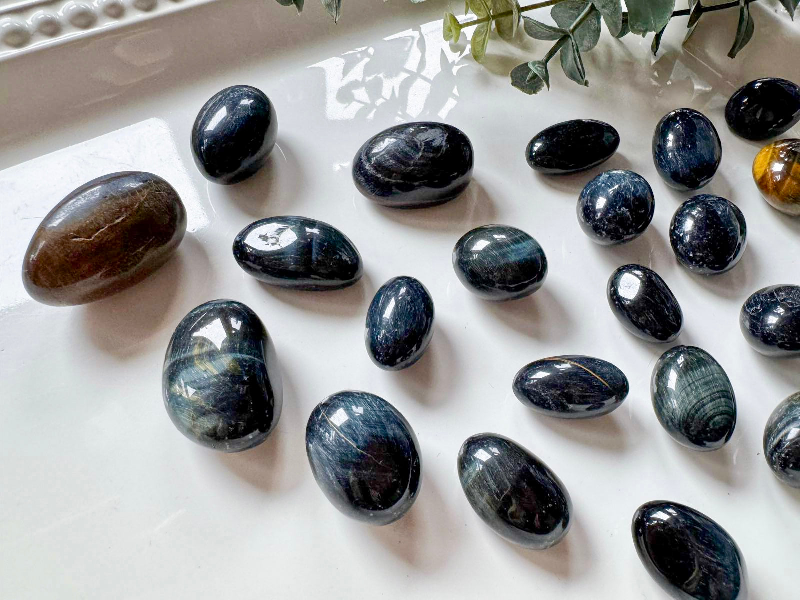 Blue Tiger Eye Round Tumbled Stone