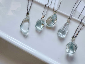 Blue Topaz Tumbled Sterling Necklace
