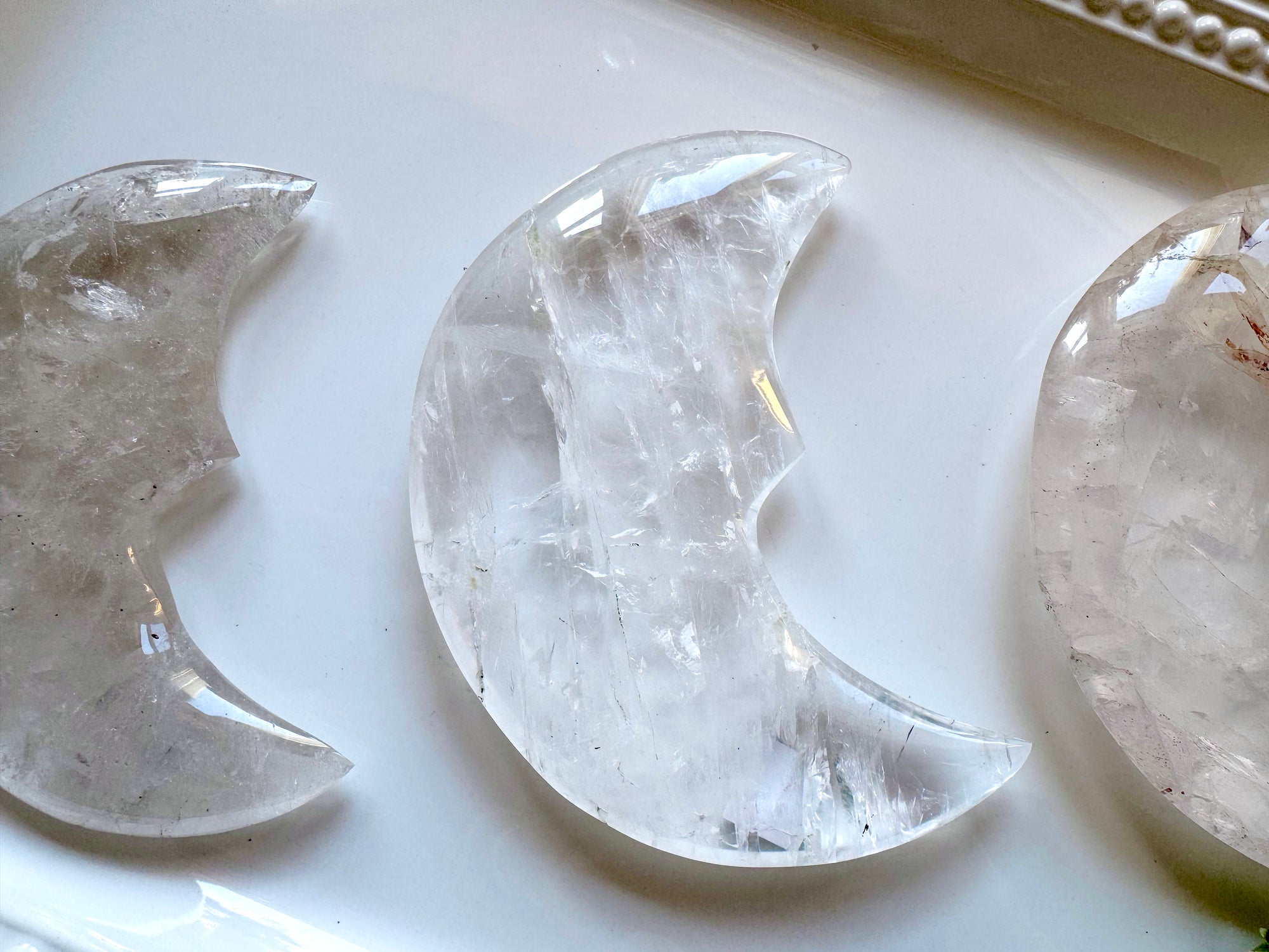 Brazilian Quartz Crescent Moon with Stand