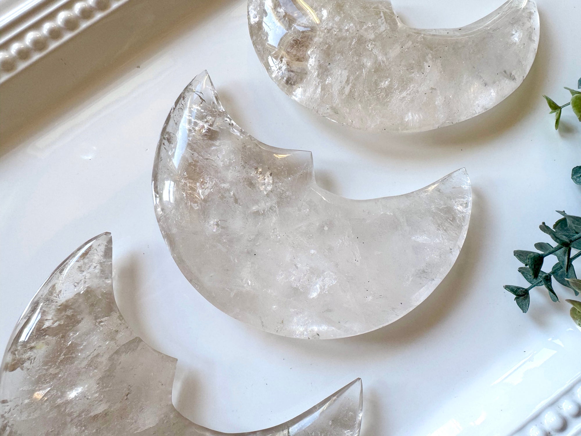 Brazilian Quartz Crescent Moon with Stand