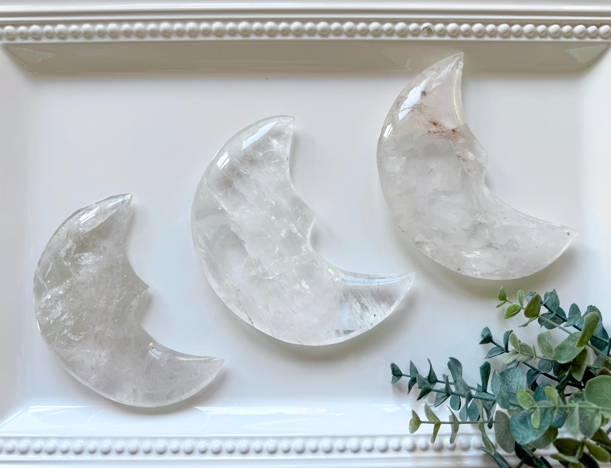 Brazilian Quartz Crescent Moon with Stand