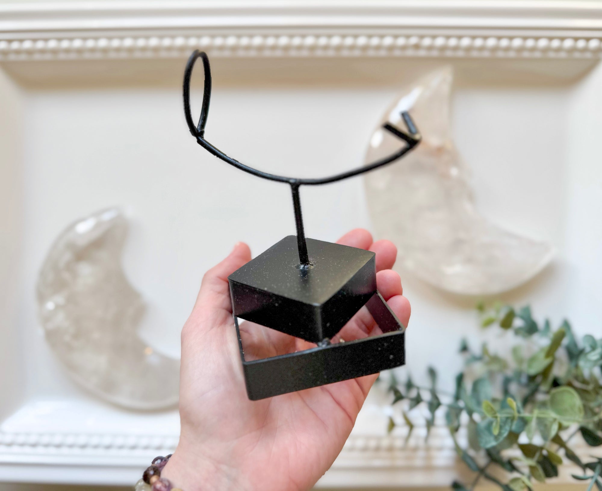 Brazilian Quartz Crescent Moon with Stand