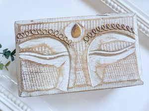 Buddha Eyes Carved Wood Box