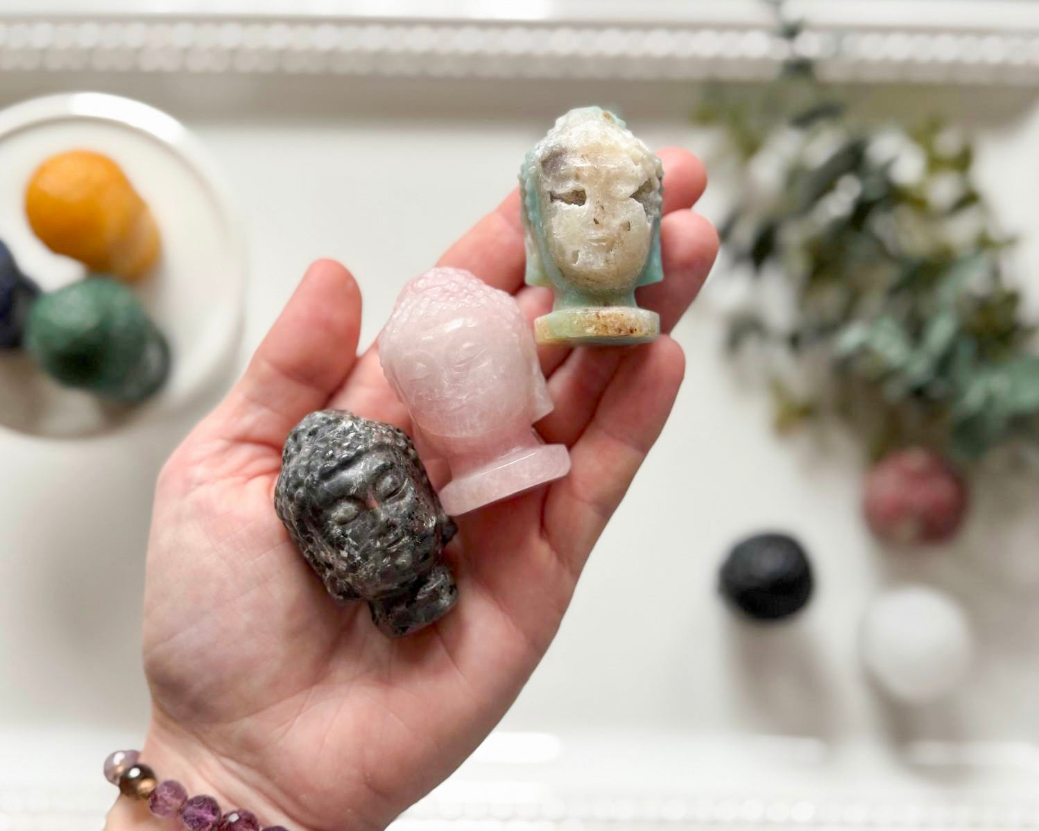 Buddha Head Crystal Carving || 2"