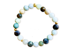 Burmese Jade & Labradorite Bracelet with Gold Accents || Reiki Infused