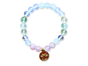CANCER GOLD EDITION Opalite, Fluorite, Rose Quartz Beaded Bracelet || Reiki Infused