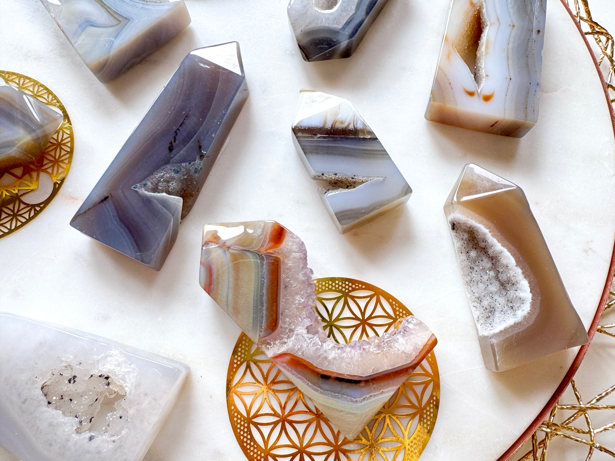 Druzy Agate Point || 4-Sided