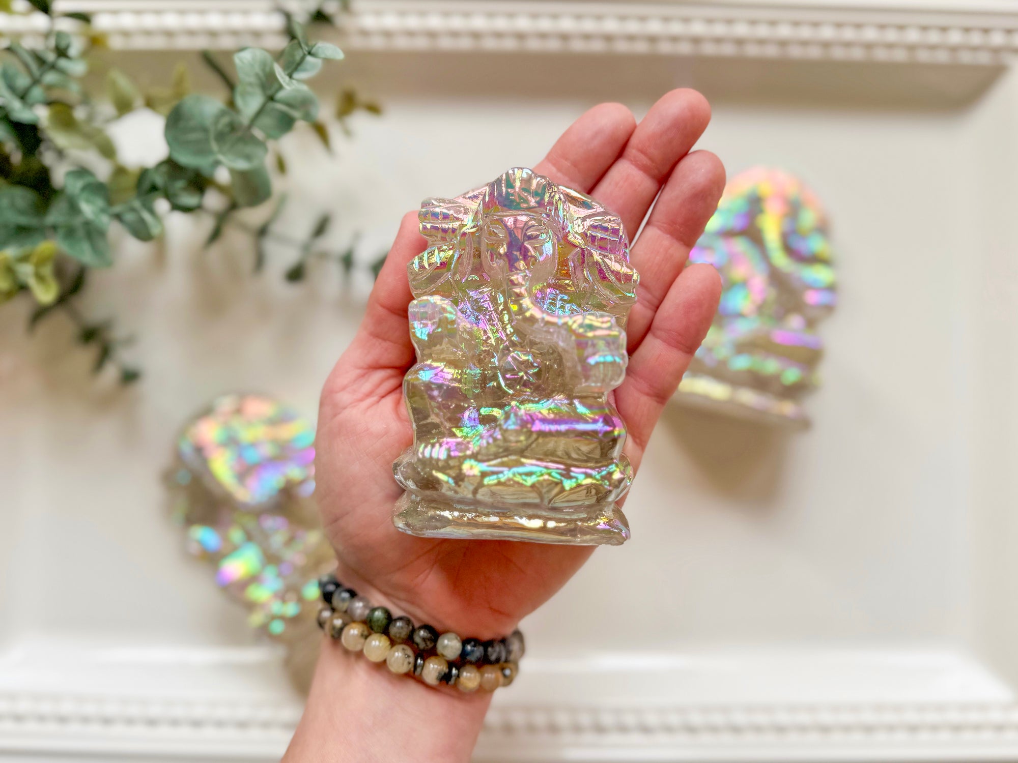 Aura Quartz Ganesha Carving
