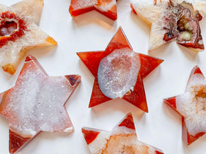 Carnelian Geode Star Carving