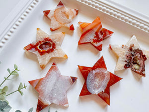 Carnelian Geode Star Carving