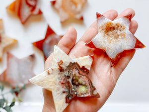 Carnelian Geode Star Carving