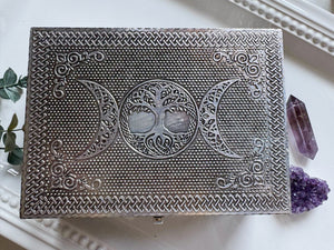 Carved Metal Over Wood Box || Assorted Designs