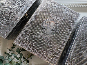 Carved Metal Over Wood Box || Assorted Designs