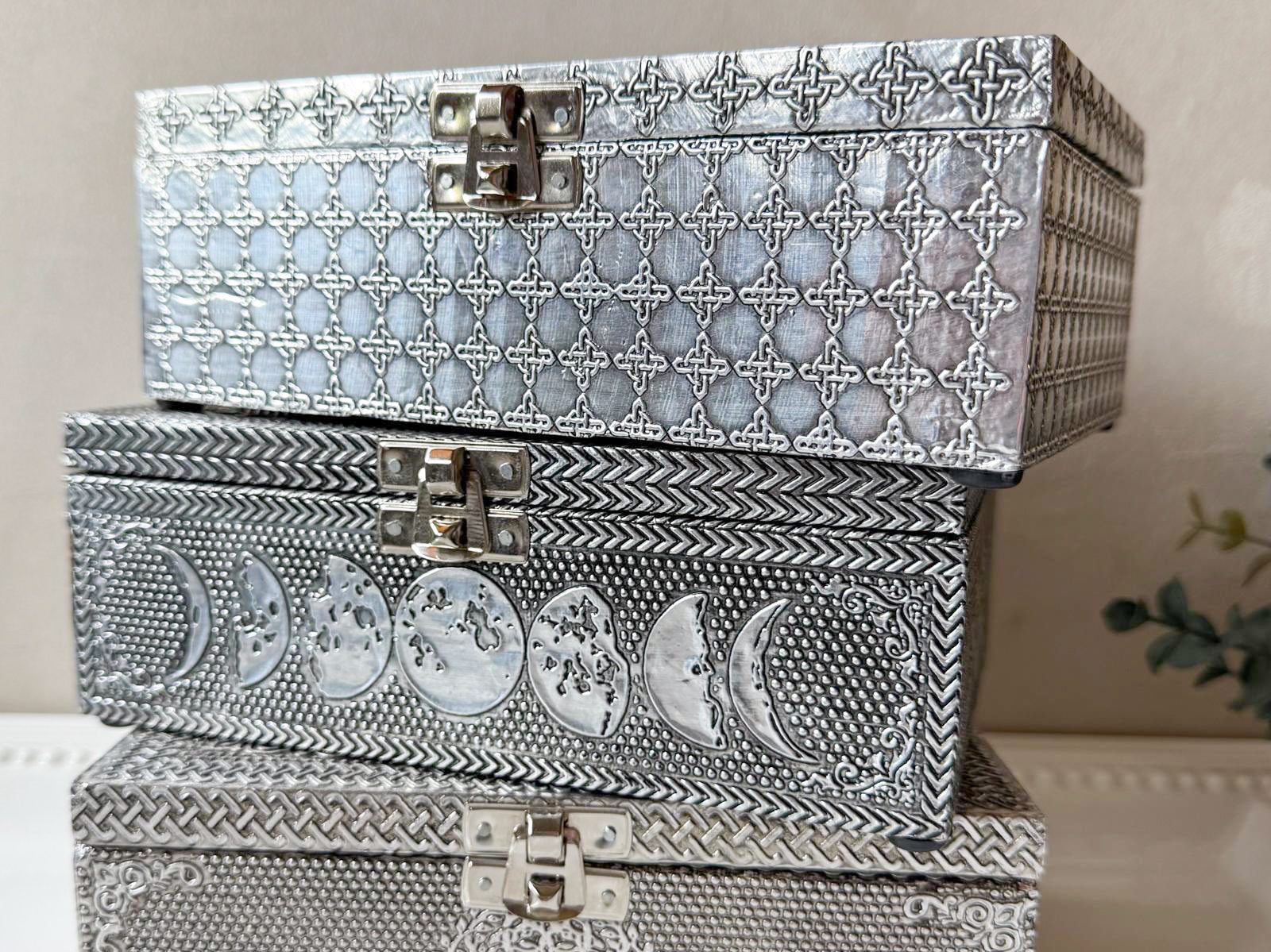 Carved Metal Over Wood Box || Assorted Designs