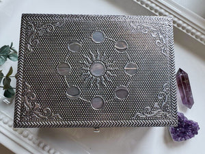 Carved Metal Over Wood Box || Assorted Designs