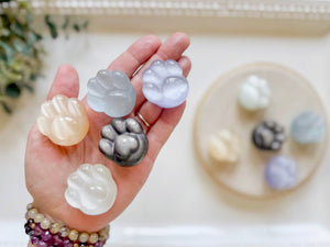 Cat Eye Crystal Paw Print Carving