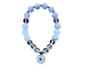 Cave Amethyst, Clear Quartz & Moonstone Sun Beaded Bracelet || Reiki Infused