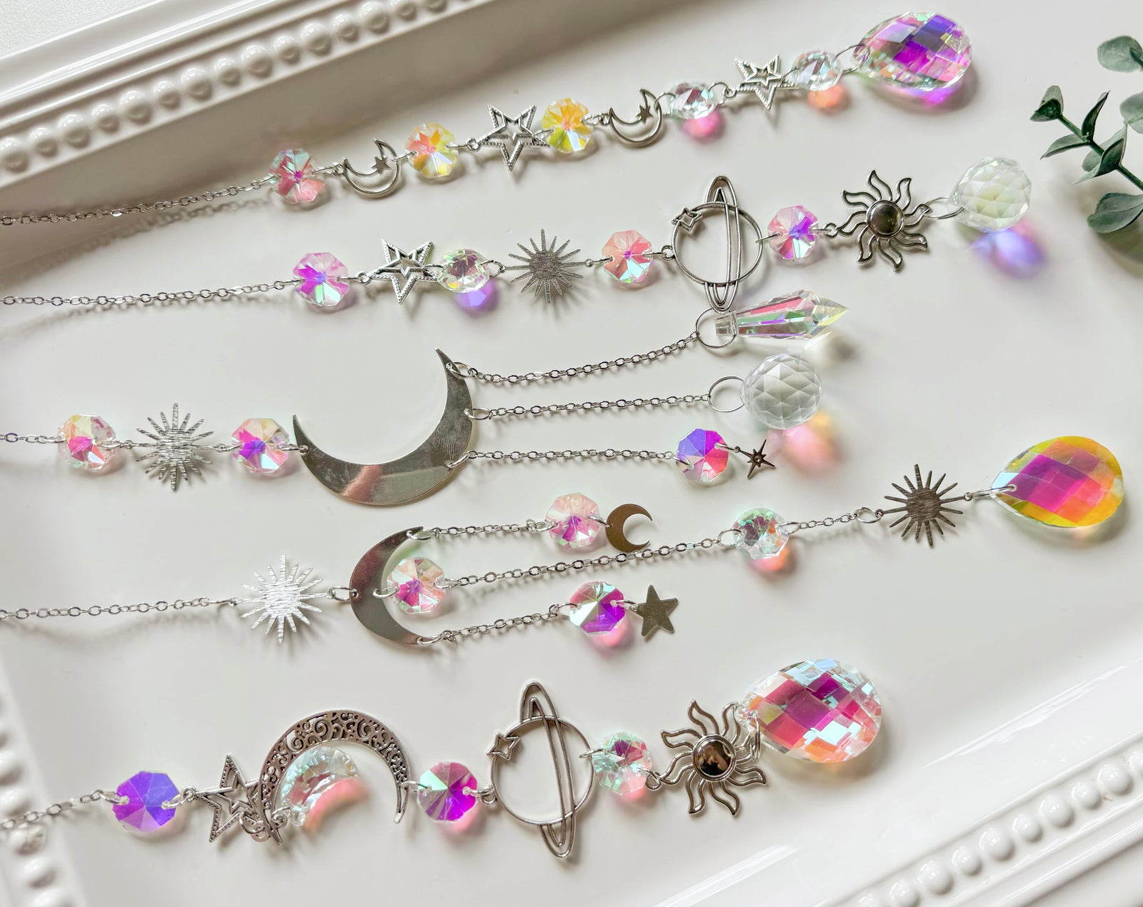 Celestial Rainbow Catcher Window Hanger || Silver
