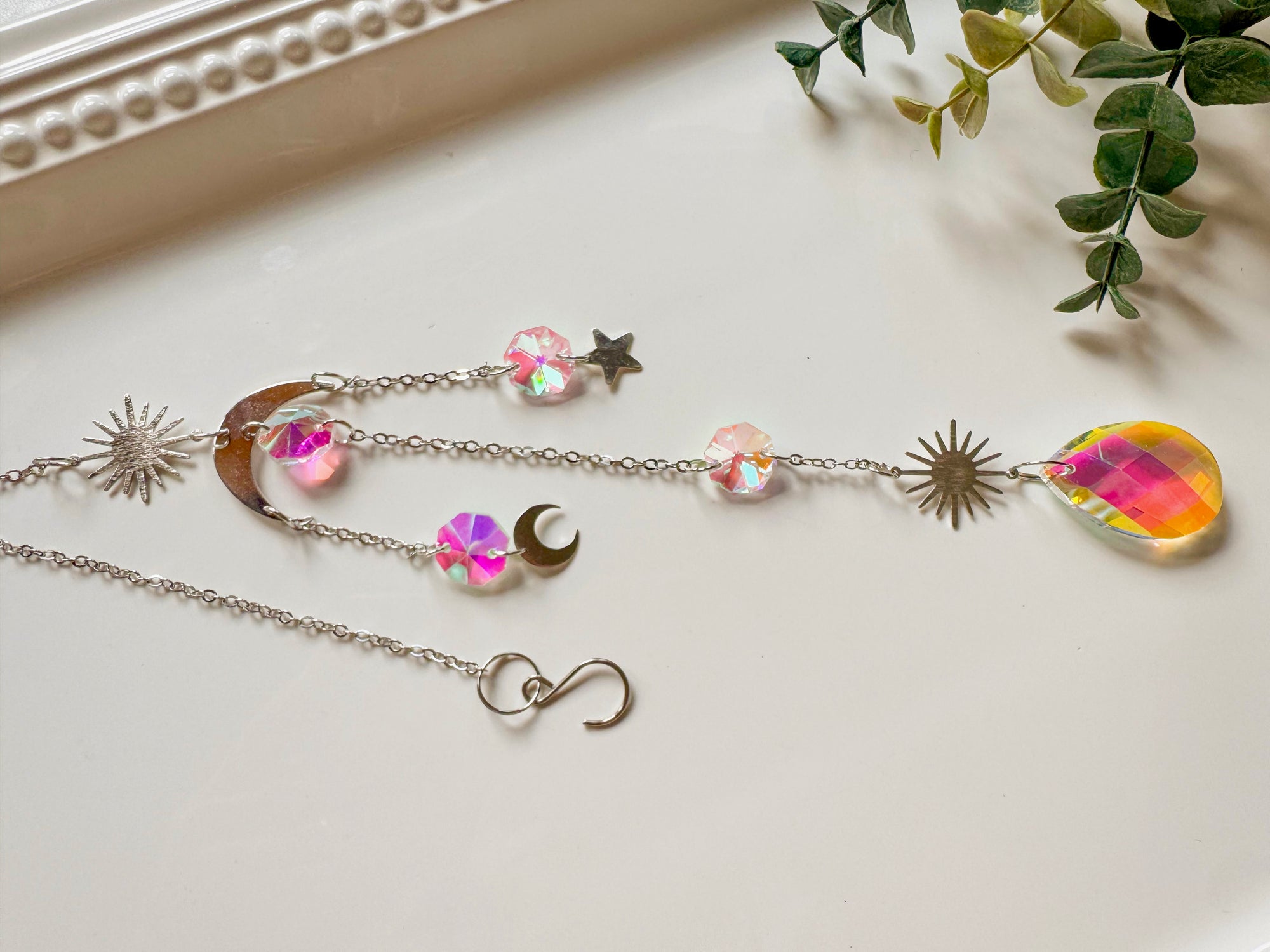 Celestial Rainbow Catcher Window Hanger || Silver
