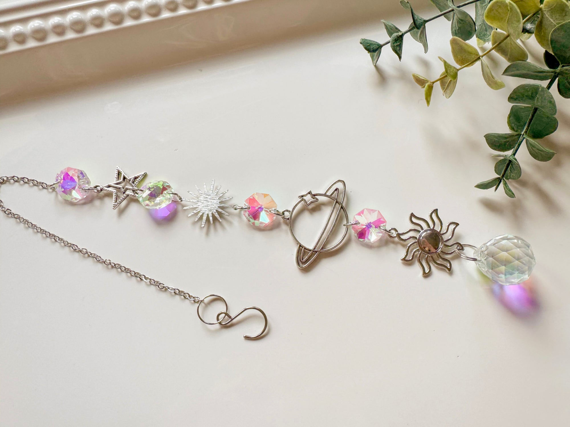 Celestial Rainbow Catcher Window Hanger || Silver
