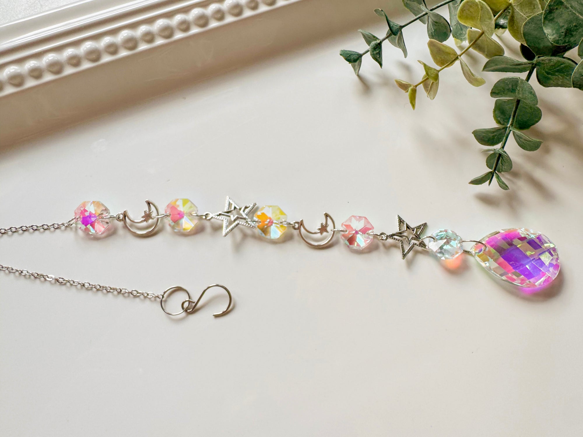 Celestial Rainbow Catcher Window Hanger || Silver
