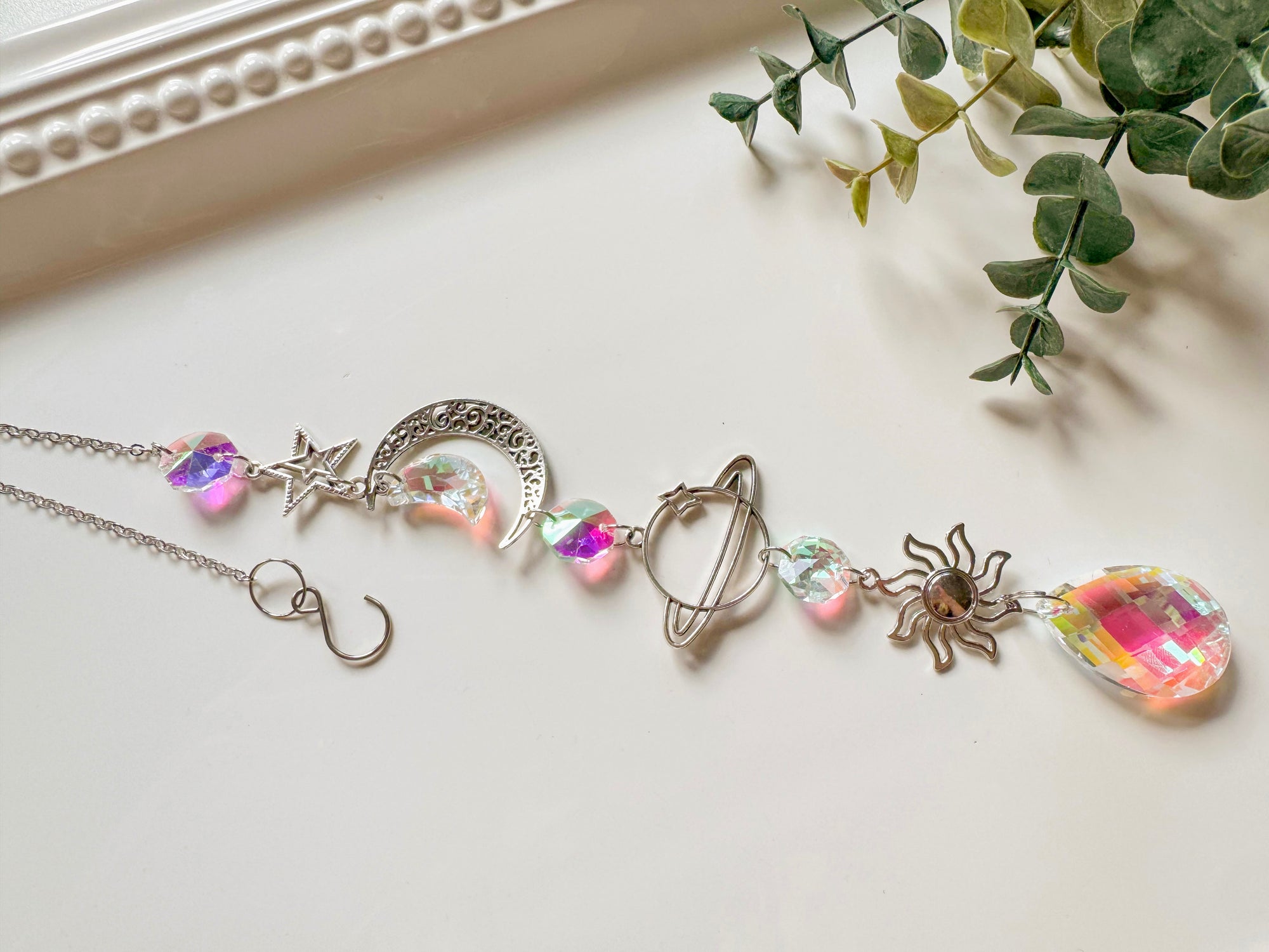 Celestial Rainbow Catcher Window Hanger || Silver
