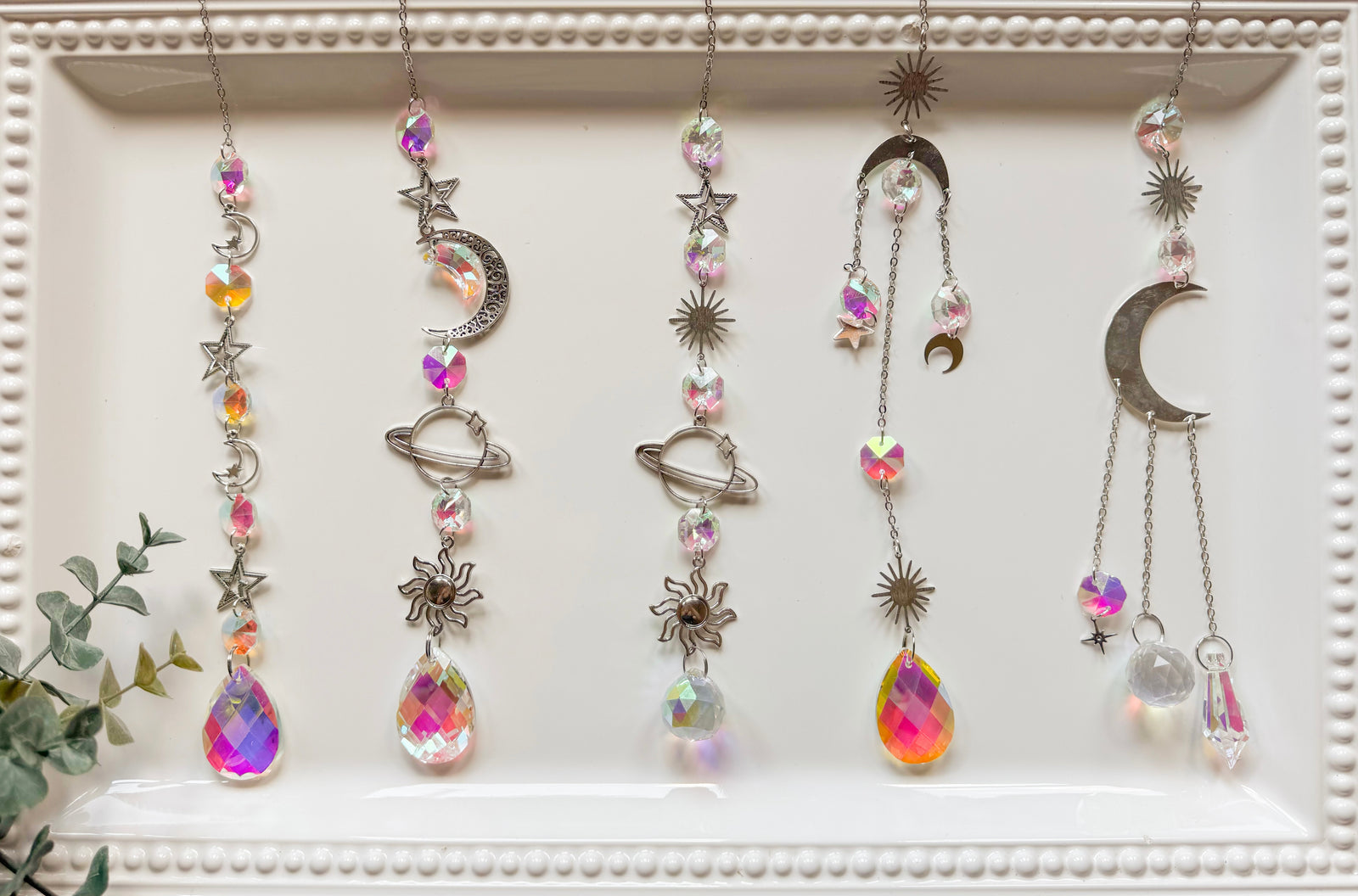 Celestial Rainbow Catcher Window Hanger || Silver
