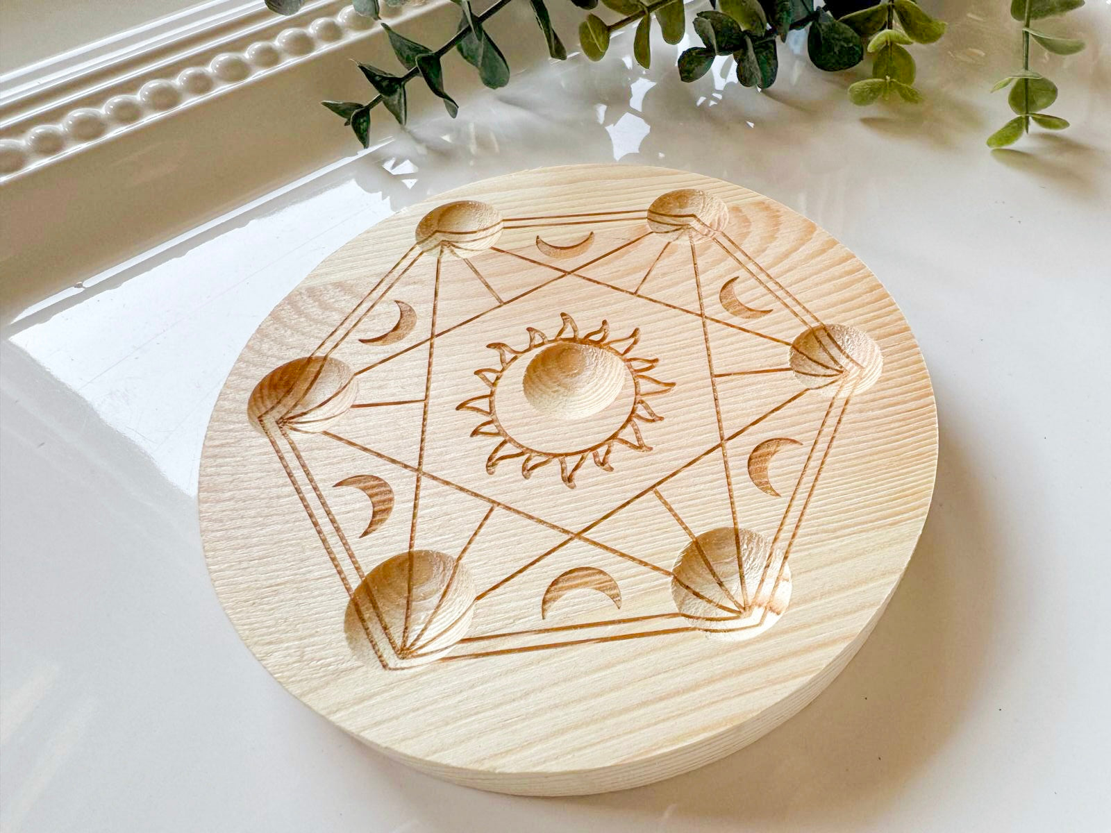 Celestial Wood Sphere or Tumbled Stone Holder