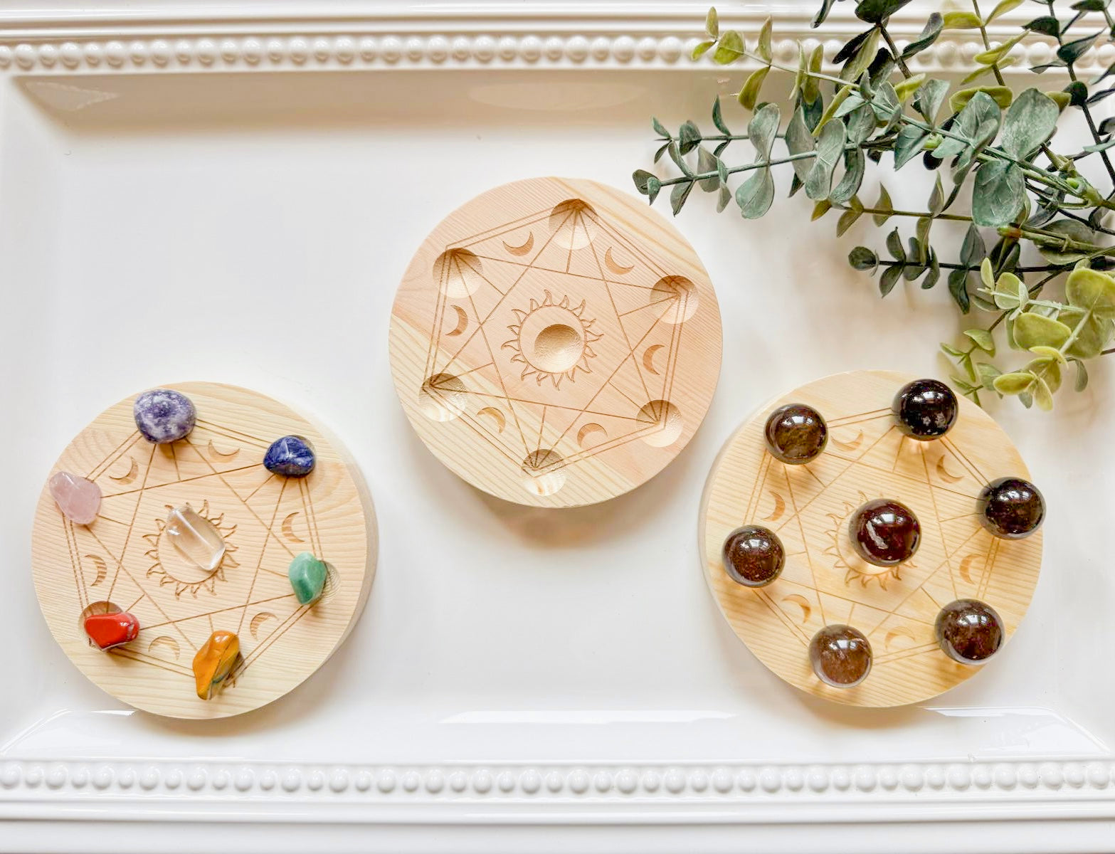 Celestial Wood Sphere or Tumbled Stone Holder