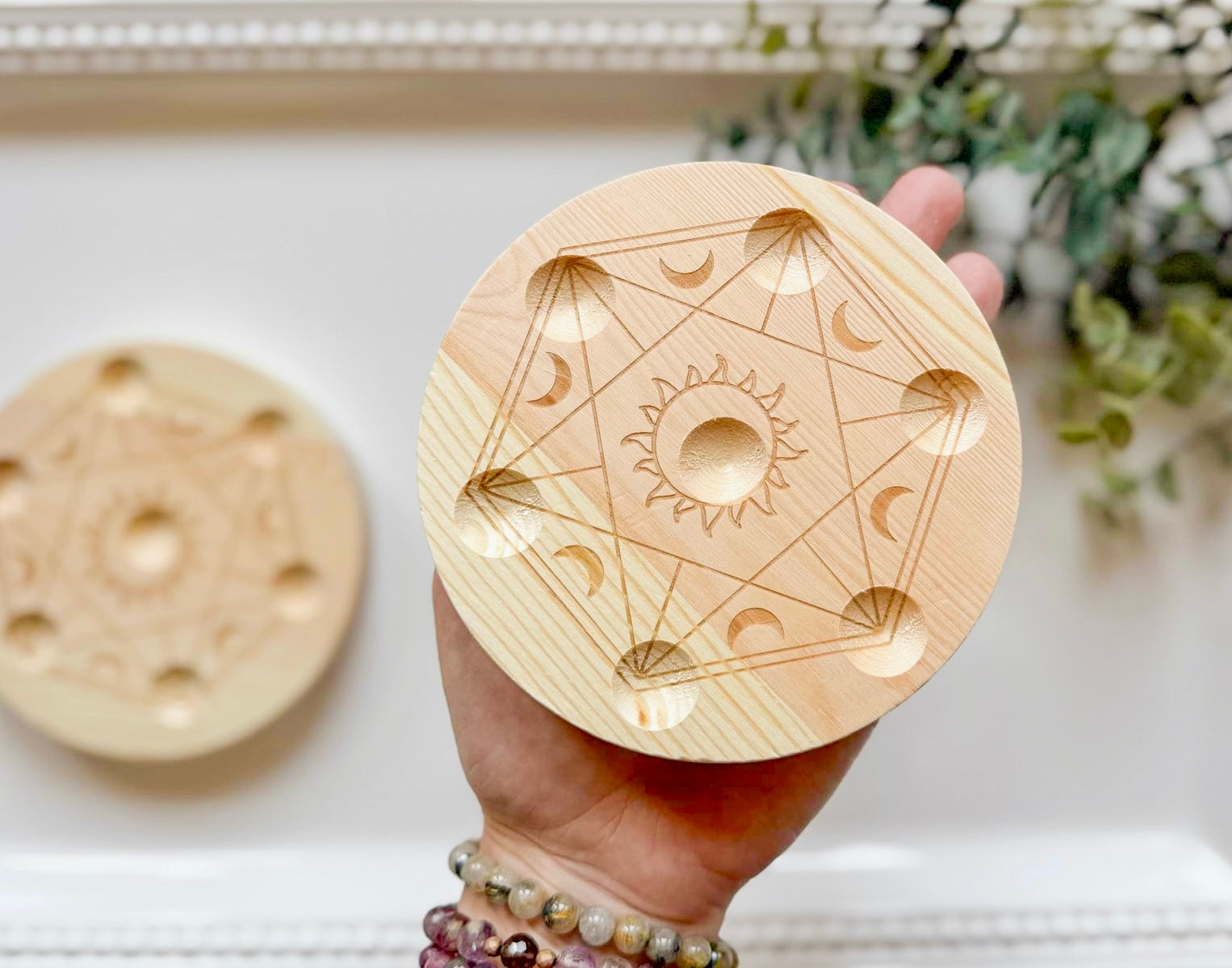 Celestial Wood Sphere or Tumbled Stone Holder