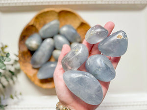Celestite Polished Freeform Palm Stone