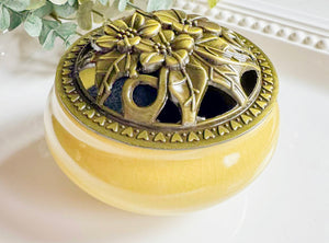 Ceramic Incense Burner Bowl with Floral Lid