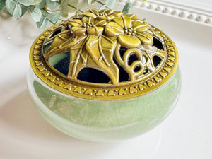 Ceramic Incense Burner Bowl with Floral Lid