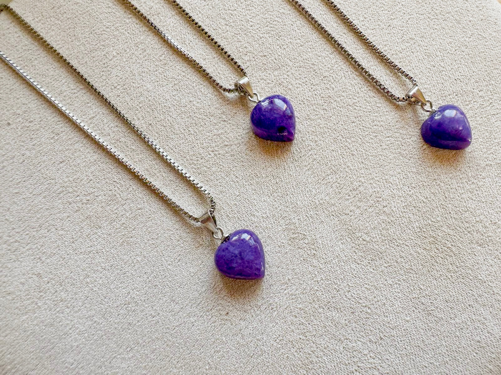 Charoite Mini Heart Sterling Necklace