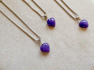 Charoite Mini Heart Sterling Necklace